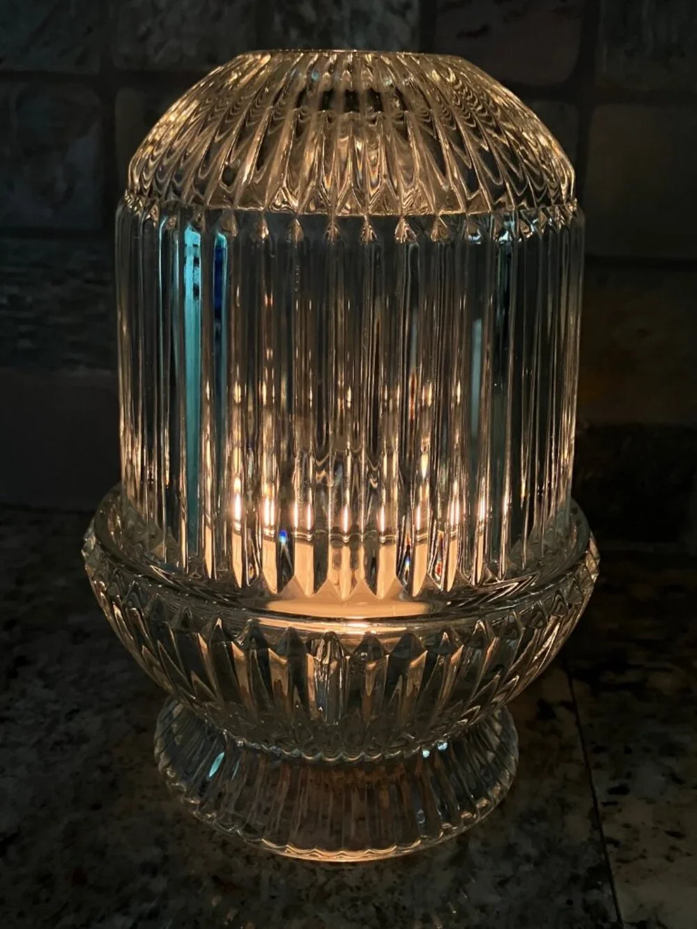 Homco Clear Ribbed Dome Fairy Lamp with Candle Cup- 3 piece